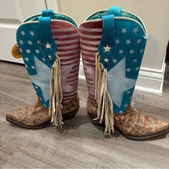 Corral Boots Stars and Stripes Western Fringe Cowboy Boots - Picture 6 of 10